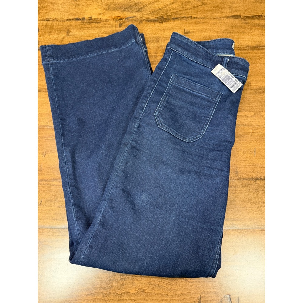 Faherty Womens High Rise Wide Leg Patch Pocket Jeans Dark Indigo Size 30 - Picture 6 of 7